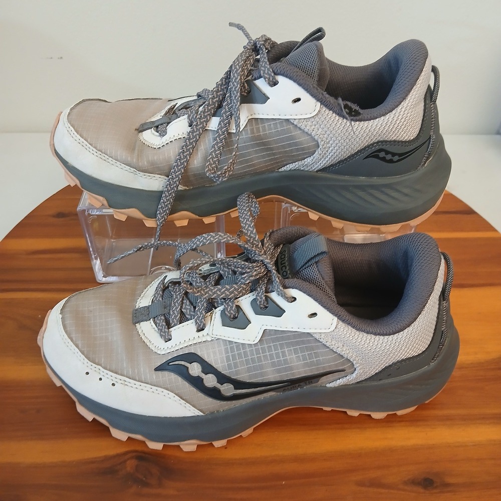 Saucony Aura TR Trail Running‎ Shoes Womens 7.5 Grey Sneakers S10862-130